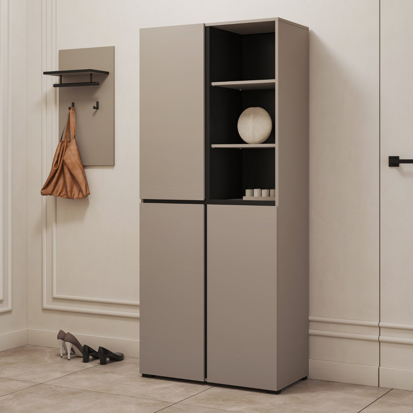 Шкаф на 3 двери в прихожую Helvetia CROSS 24CWMY88 (конго-черный)