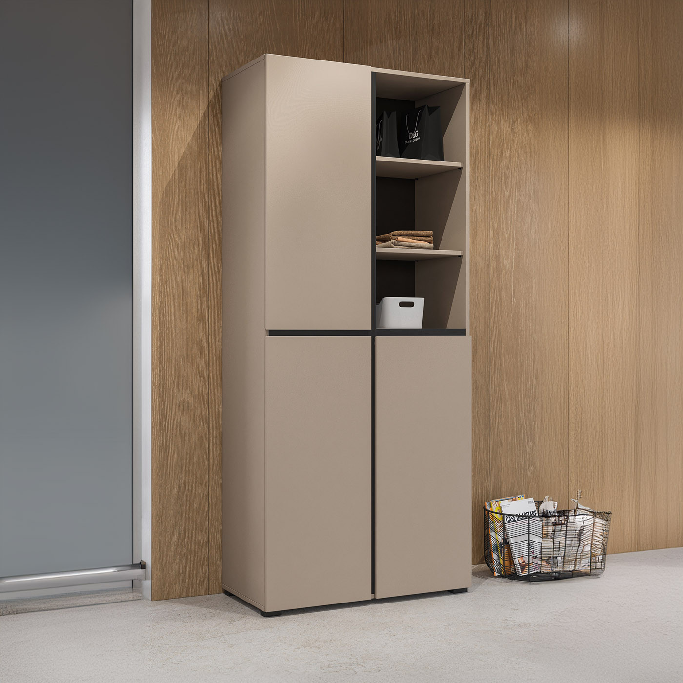 Шкаф на 3 двери в прихожую Helvetia CROSS 24CWMY88 (конго-черный)