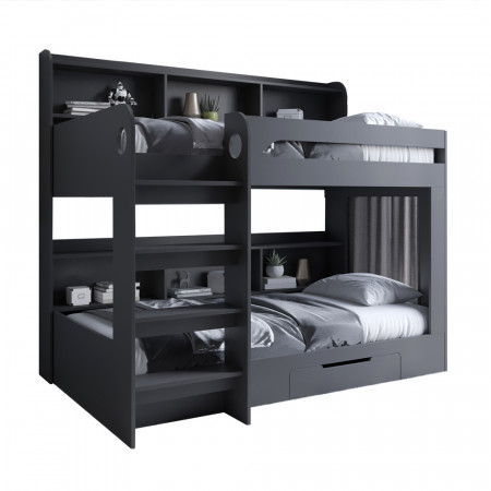 Двухъярусная кровать LION- Майнкрафт 90х190 см с ящиком Антрацит (LION-041530) 