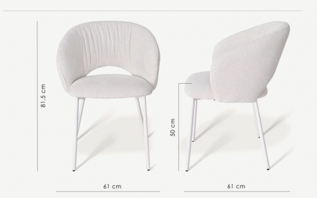 Стул обеденный с подлокотниками CRV- Emma Savanna beige white base 