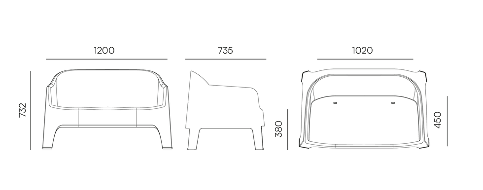 Софа уличная VLL- FERNE Milane (антрацит, серый)