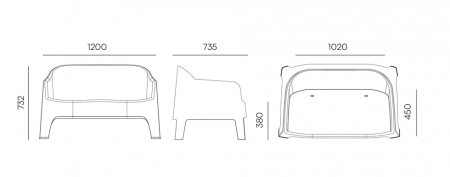 Софа уличная VLL- FERNE Milane (антрацит, серый)