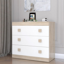 Комод на 3 шухляды EVR- Соната-1 дуб Сонома + фасад белый