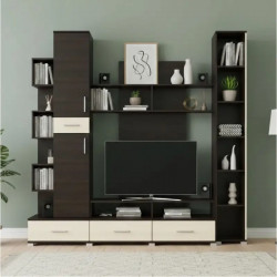 Стенка в гостиную EVR- Бриз + пенал 18 венге + фасад дуб молочный