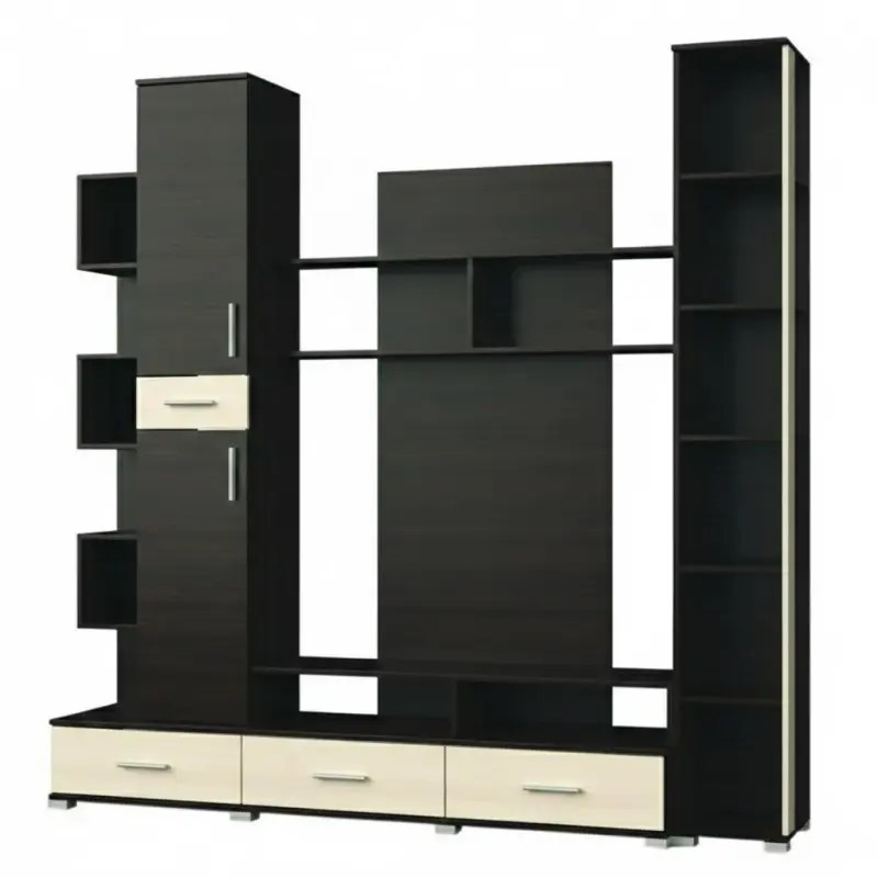 Стенка в гостиную EVR- Бриз + пенал 18 венге + фасад дуб молочный