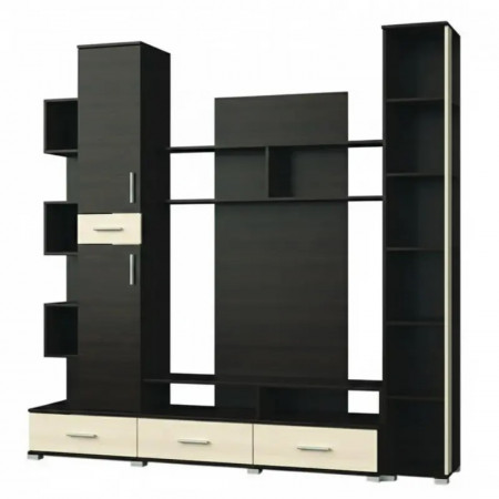 Стенка в гостиную EVR- Бриз + пенал 18 венге + фасад дуб молочный