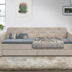 Кровать с двумя ящиками 80х200 см BIO- Софт Малибу (бежевый)