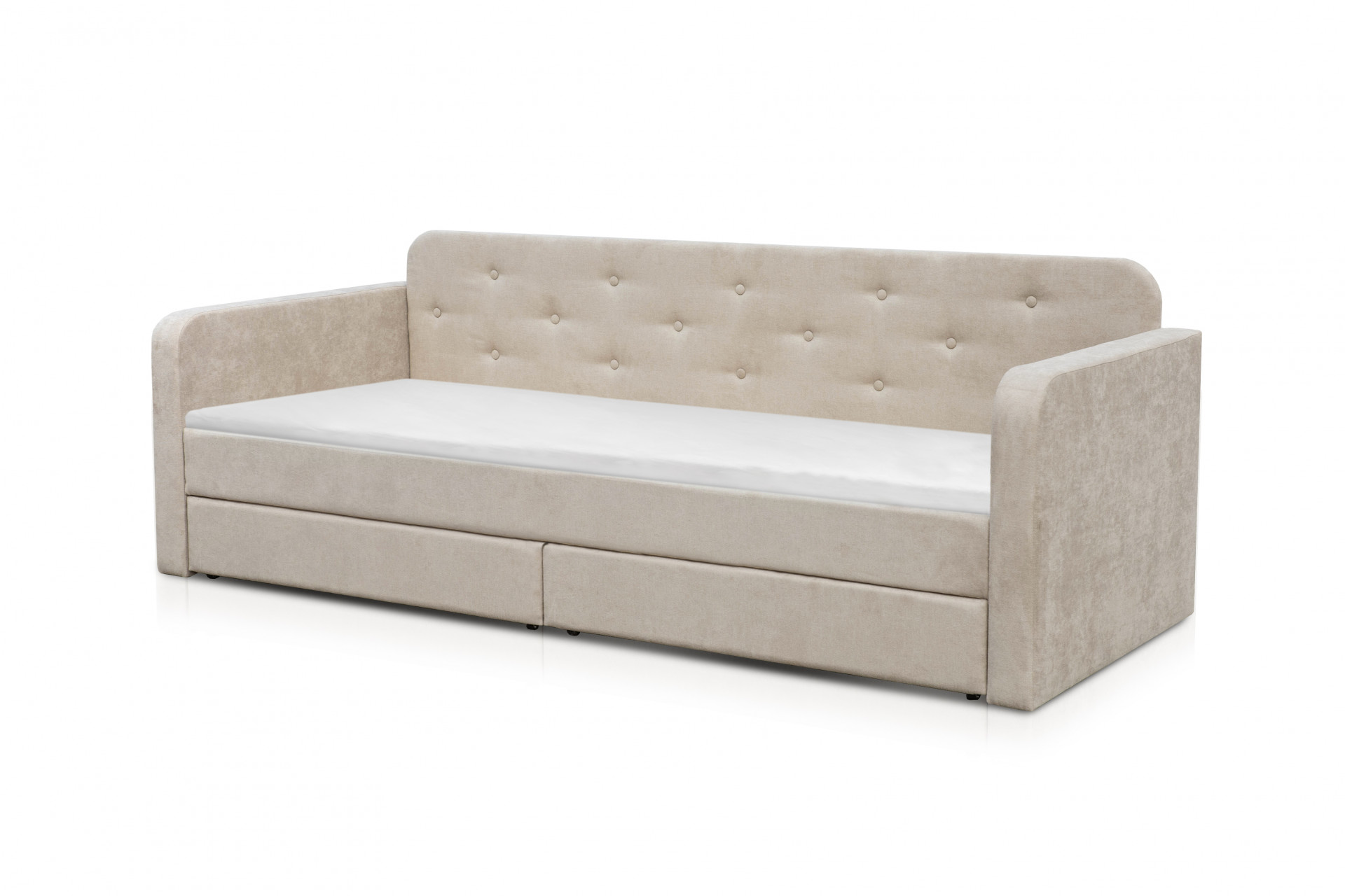 Кровать с двумя ящиками 80х200 см BIO- Софт Малибу (бежевый)