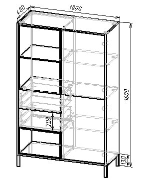 Шкаф-буфет 173х100х40 см KOD- ШК-1 Норди