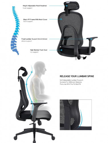 Крісло для оператора LUX- GO-SIT 645-1A BLACK / GREY ергономічне