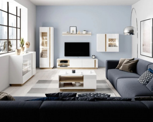 Витрина высокая Perfect Home Arco (Marco) 1D1W/60 белый глянец/дуб грандсон
