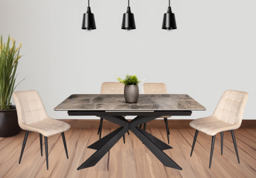 Стол обеденный модерн super premium ceramic Evro- Oregon T7065 Grey Gloss ceramic C20