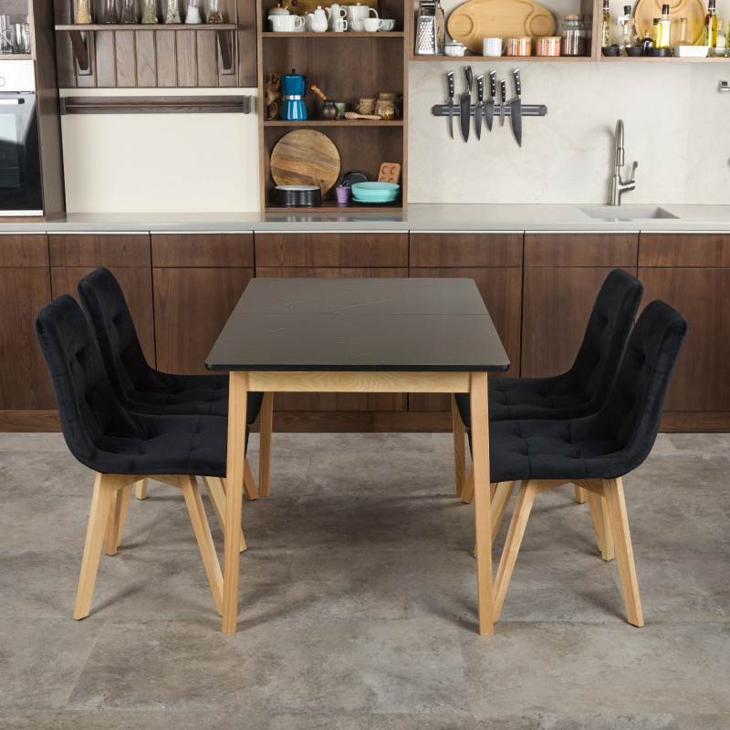 Комплект обеденный Ont- Леонардо 120 черный + 4 стула Дарио черные