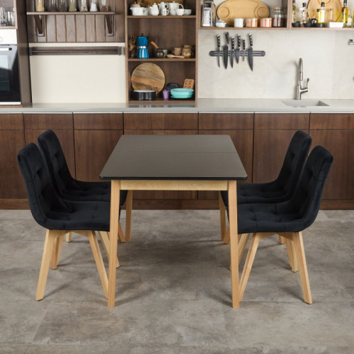 Комплект обеденный Ont- Леонардо 120 черный + 4 стула Дарио черные