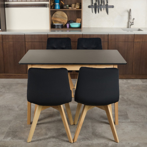 Комплект обеденный Ont- Леонардо 120 черный + 4 стула Дарио черные