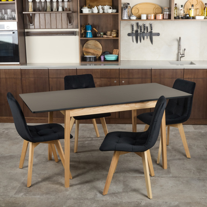 Комплект обеденный Ont- Леонардо 120 черный + 4 стула Дарио черные