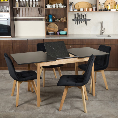 Комплект обеденный Ont- Леонардо 120 черный + 4 стула Дарио черные