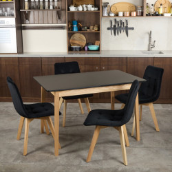 Комплект обеденный Ont- Леонардо 120 черный + 4 стула Дарио черные