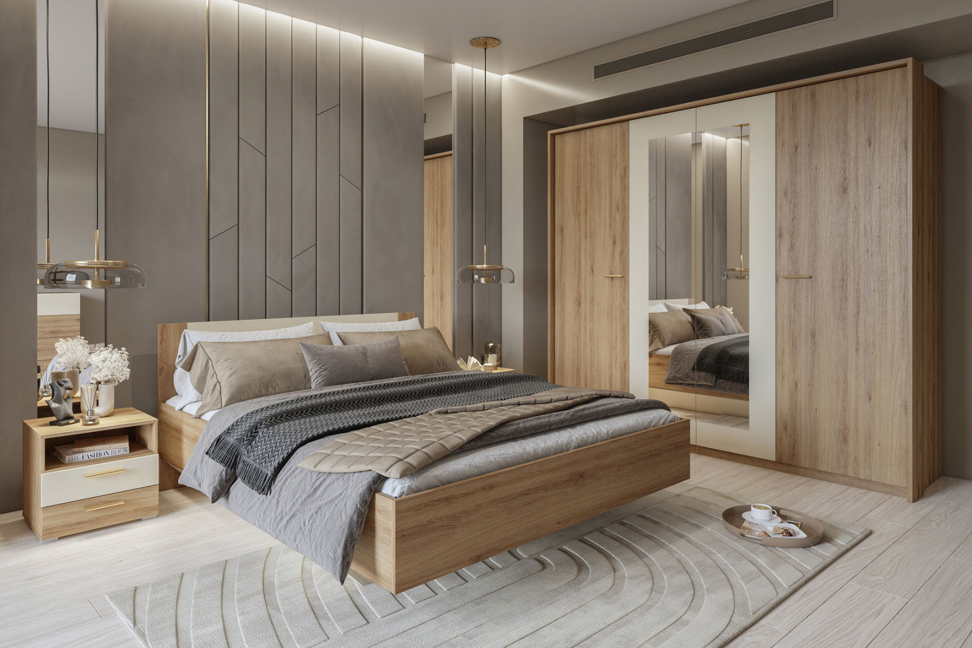 Тумбочка прикроватная Helvetia VERTINA 24DBNH22 (дикий дуб / дуб-песочно-бежевый)