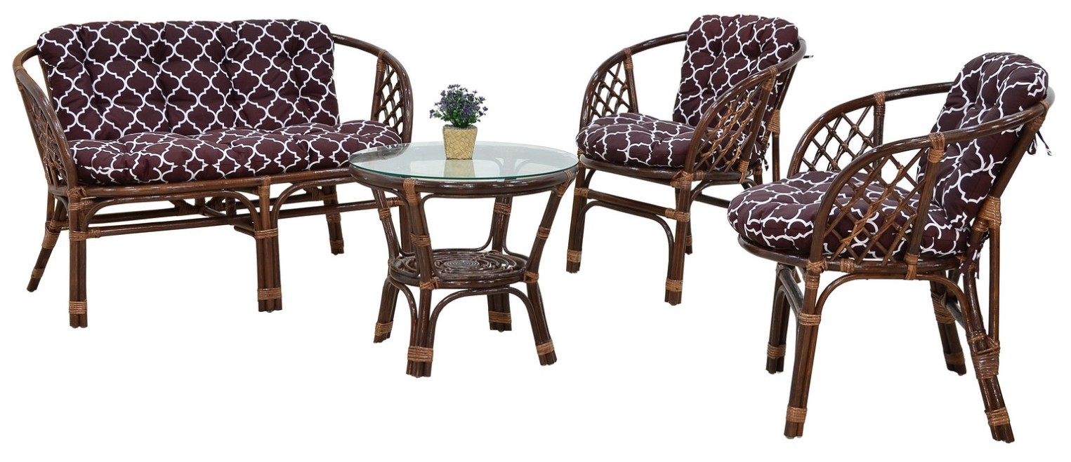 Комплект мебели из натурального ротанга CRU- Таврия (Tavria) орех (софа, 2 кресла, столик) d0009