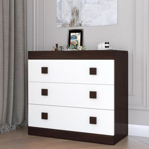 Комод на 3 шухляды EVR- Соната-1 венге + фасад белый