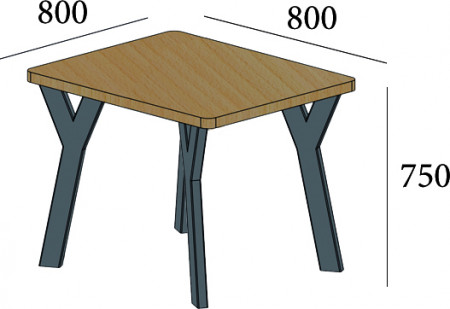 Стол обеденный MTD- Лофт Уно 4 ноги (труба 50х25 мм)