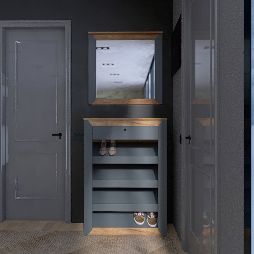 Зеркало навесное EVR- Нордик-800 дуб крафт золотой + графит