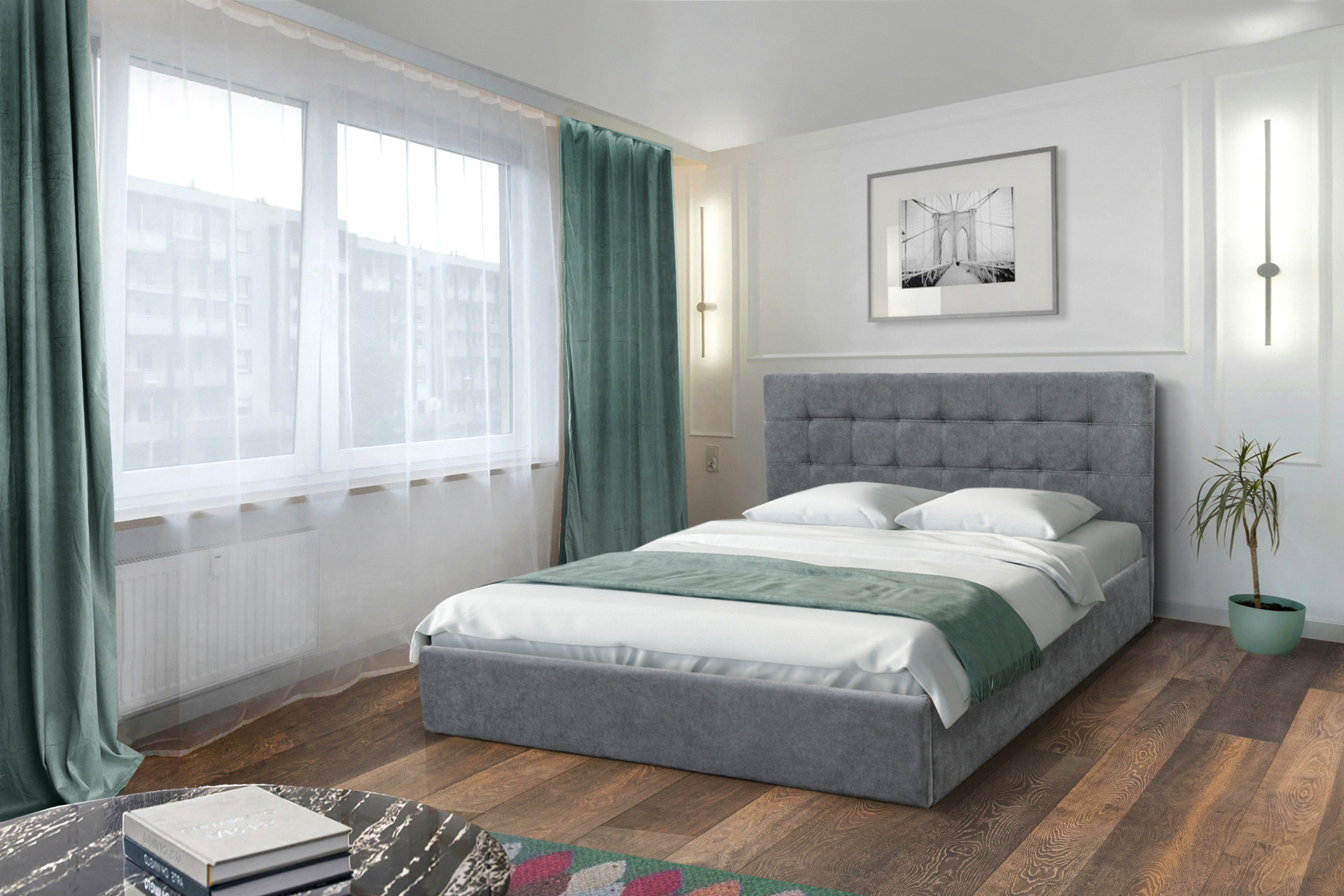 Кровать с подъемным механизмом 160х200 см BIO- Софт Мишель (серый)