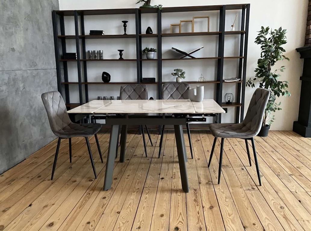 Стол обеденный керамический VTR- TM-80  каса вайт/серый