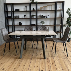 Стол обеденный керамический VTR- TM-80  каса вайт/серый