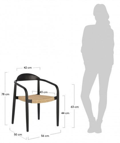 Стул Kave Home GLYNIS CC2034CP46 (черный/бежевый)