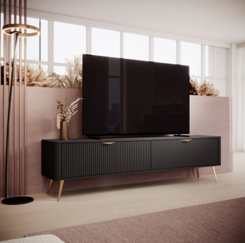 Тумба под телевизор  Perfect Home Ланте / Lante 2-дверная 2D/200 Черный/ Золото