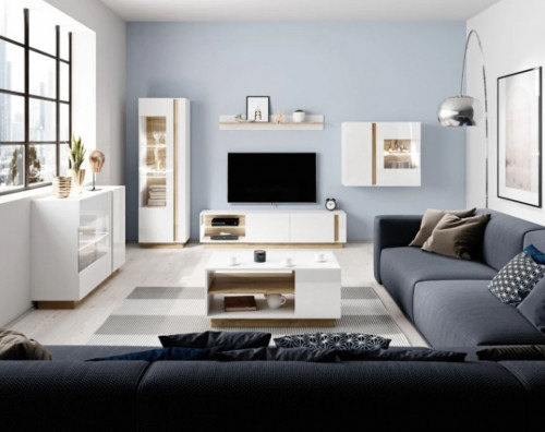 Витрина низкая Perfect Home Arco (Marco) 1D1W/72 белый глянец/дуб грандсон