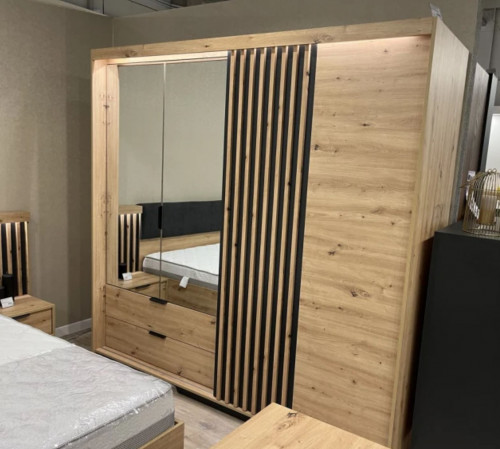 Шкаф полукупе Perfect Home Талли / Tally 4-дверный с зеркалом 4D2S/220 Дуб артизан/антрацит