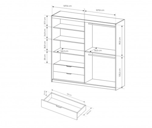 Шкаф полукупе Perfect Home Талли / Tally 4-дверный с зеркалом 4D2S/220 Дуб артизан/антрацит