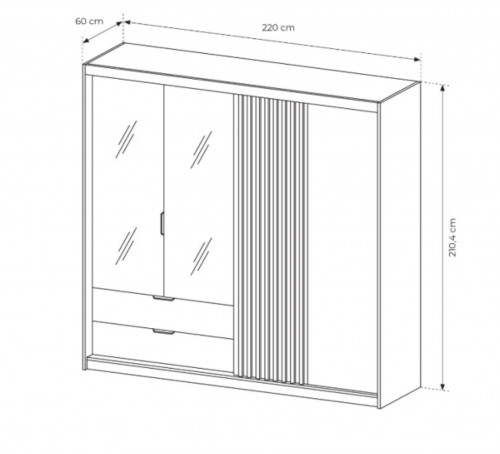 Шкаф полукупе Perfect Home Талли / Tally 4-дверный с зеркалом 4D2S/220 Дуб артизан/антрацит