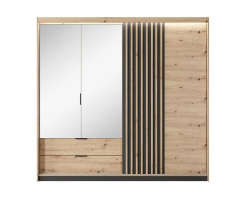 Шкаф полукупе Perfect Home Талли / Tally 4-дверный с зеркалом 4D2S/220 Дуб артизан/антрацит