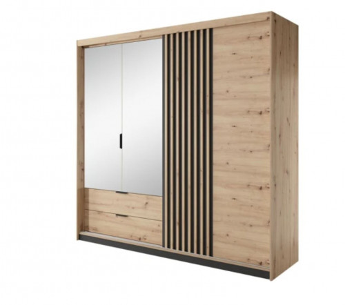 Шкаф полукупе Perfect Home Талли / Tally 4-дверный с зеркалом 4D2S/220 Дуб артизан/антрацит