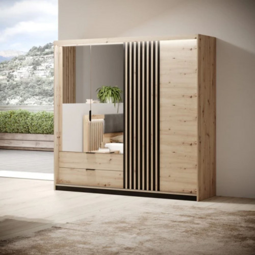 Шкаф полукупе Perfect Home Талли / Tally 4-дверный с зеркалом 4D2S/220 Дуб артизан/антрацит