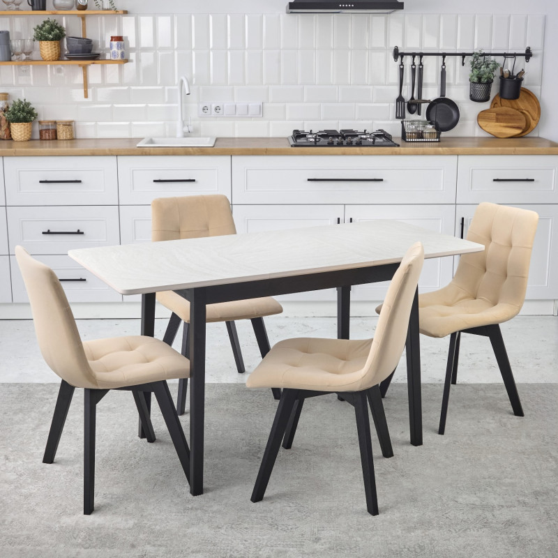 Комплект обеденный Ont- Леонардо 120 серо-бежевый + 4 стула Дарио бежевые