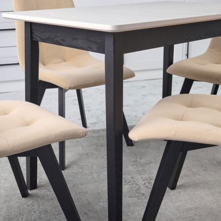 Комплект обеденный Ont- Леонардо 120 серо-бежевый + 4 стула Дарио бежевые