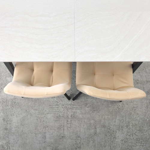 Комплект обеденный Ont- Леонардо 120 серо-бежевый + 4 стула Дарио бежевые