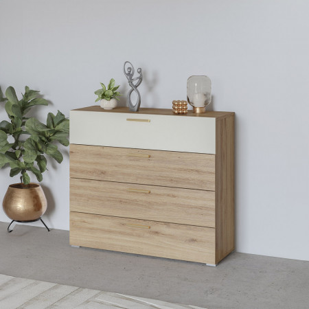 Комод на 4 ящика Helvetia VERTINA 24DBNH27 (дикий дуб / дуб-песочно-бежевый)