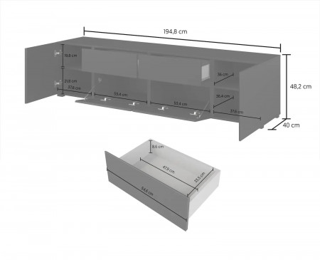 Тумба под телевизор Helvetia ASYMETRIC 24N0OA39 (дуб Вотан)