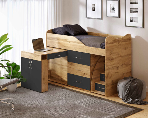 Кровать-комната + стол VRN- Bed Room 5 (тахо+графит)