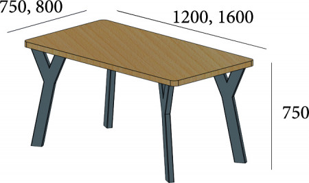 Стол обеденный MTD- Лофт Уно 4 ноги (труба 60х60 мм, 80х40 мм)