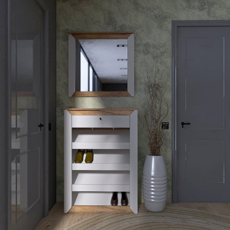 Зеркало навесное EVR- Нордик-800 дуб крафт золотой + белый