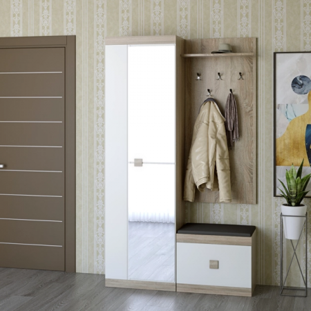 Прихожая(модульная) EVR- Соната-3 дуб Сонома + белый