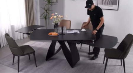 Стол с керамической столешницей Elt-  B5A020 ножки черный/ столешница черный, белый