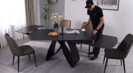 Стол с керамической столешницей Elt-  B5A020 ножки черный/ столешница черный, белый